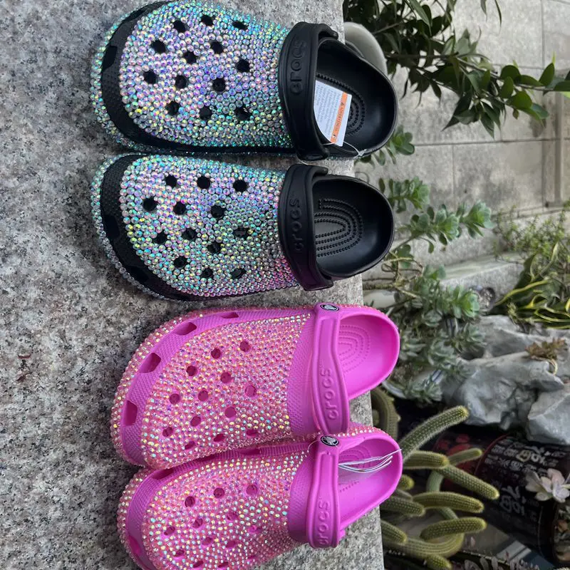 Women Shoes Diamond-encrusted Home Fashion Women's Summer Slippers Fahion New Pearl Shoes Handmade Hole Shoes