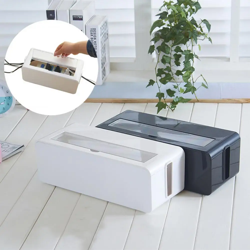 Storage Box Multifunctional Anti-dust Organizer Cable Power Strip Charger Socket Storage Bin for Living Room