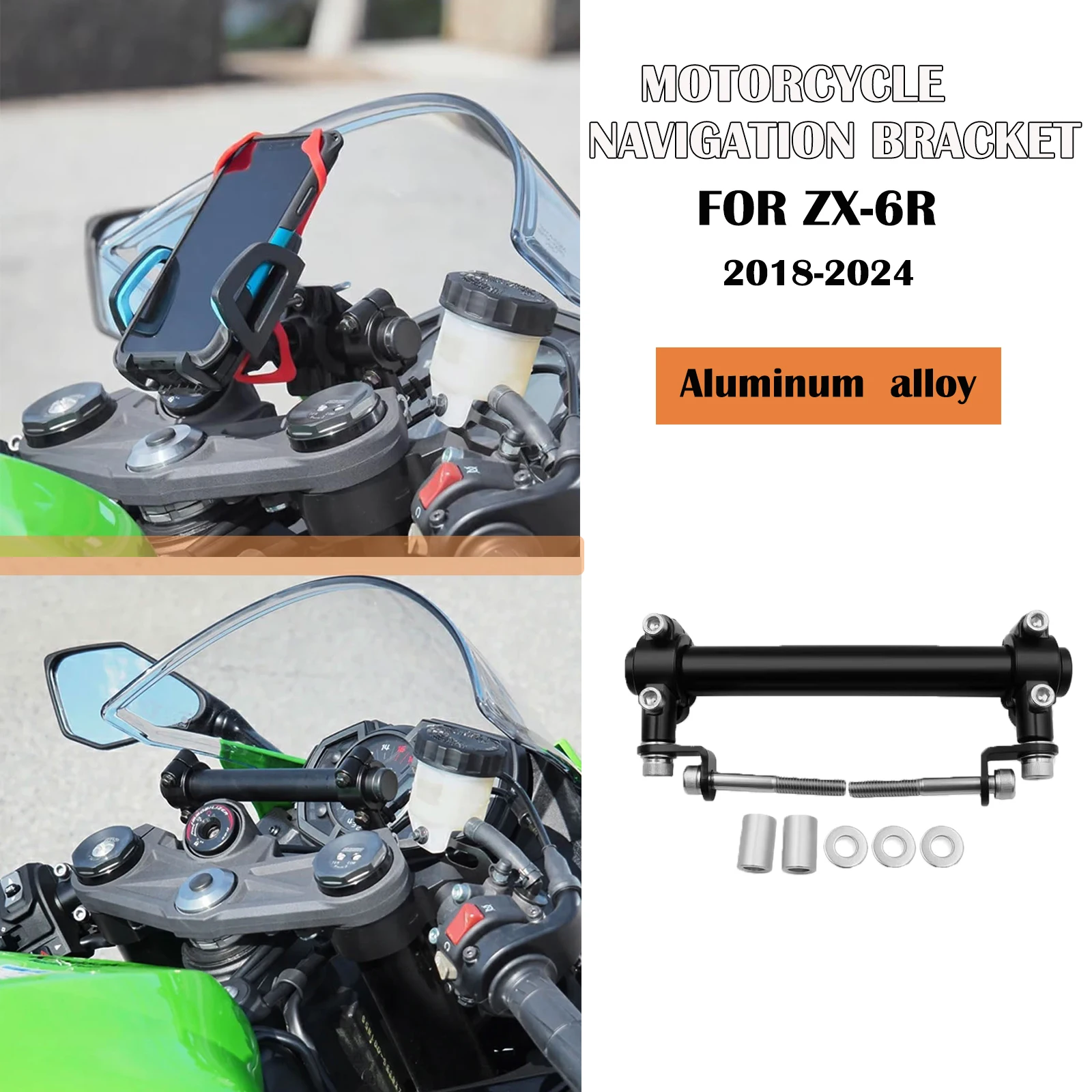 

Новые аксессуары, лобовое стекло мотоцикла, GPS, мобильный навигационный кронштейн, держатель для мобильного телефона на передней стойке для ZX-6R zx6r 2018-2025