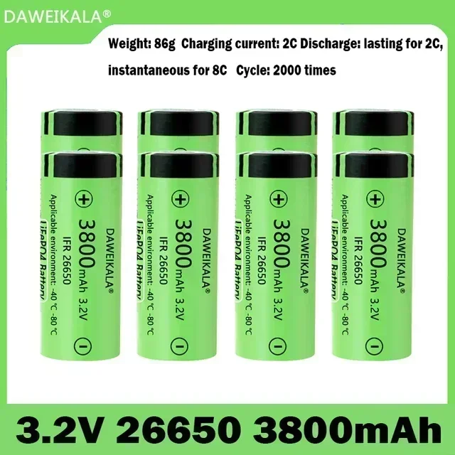 26650 3.2 Vbattery 3800mah kapasitas besar 26650 terus menerus 2C maksimum debit 8C besi (III) fosfat sel lithium