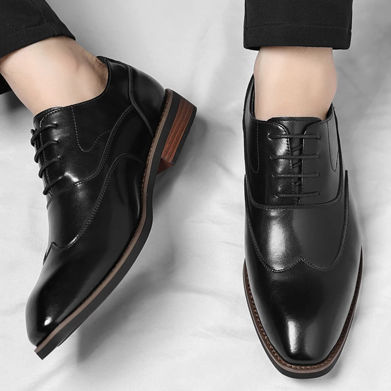 

Men's casual leather shoes Gentleman's Business Classic Style Work Office dress Adult suit shoes plus size quality shoes New