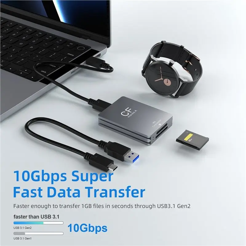 A53M-2 In 1 Cfexpress Type A SD Card Reader USB 3.2 10Gbps Memory Card Reader Adapter Dual-Slot For SLR