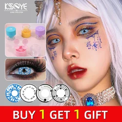 Ksseye 2pcs Contact Lenses Cosplay Halloween Color Contact Lenses For Eyes Anime Colorful Eyes White Black Blue Red Large Pupils
