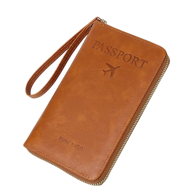 Custom Long Passport Holder Multifunctional Travel Wallet Ticket ID Card Document Organizer Zipper Closure view 6