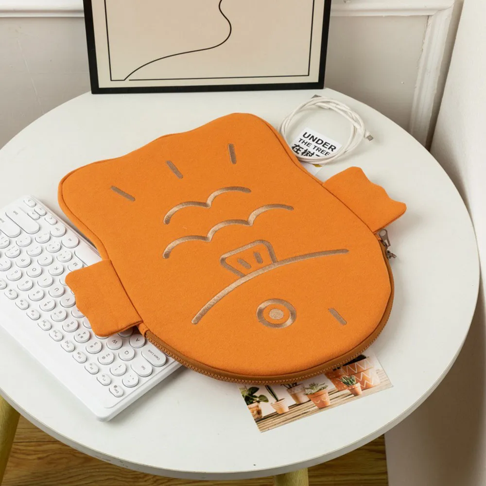 New Hot Sale Korean Style Cute Taiyaki Shape Laptop Bags Yellow 11 Inches Tablet Bag iPad Handbag Portable Carry Case