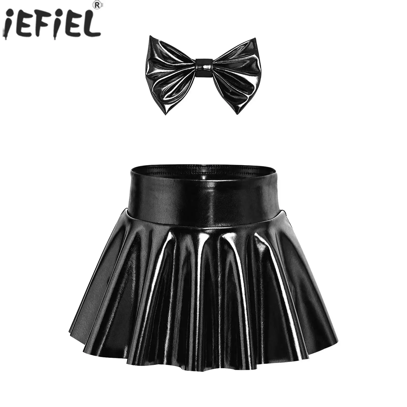 

0-24M Baby Girls Metallic Shiny Birthday Party Photography Pleated Skirt Built-in Briefs with Headband Training Diaper Cover