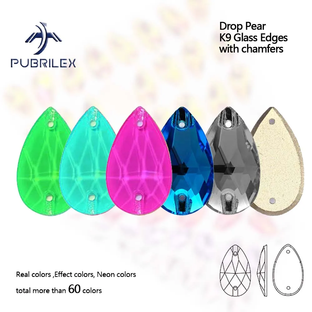 Pubrilex Neue abgeschrägte aufnähbare Strasssteine in verschiedenen Farben, glitzernde Nähsteine für Kleidung, Schmuck, Handarbeiten und Dekoration. – Detail 2