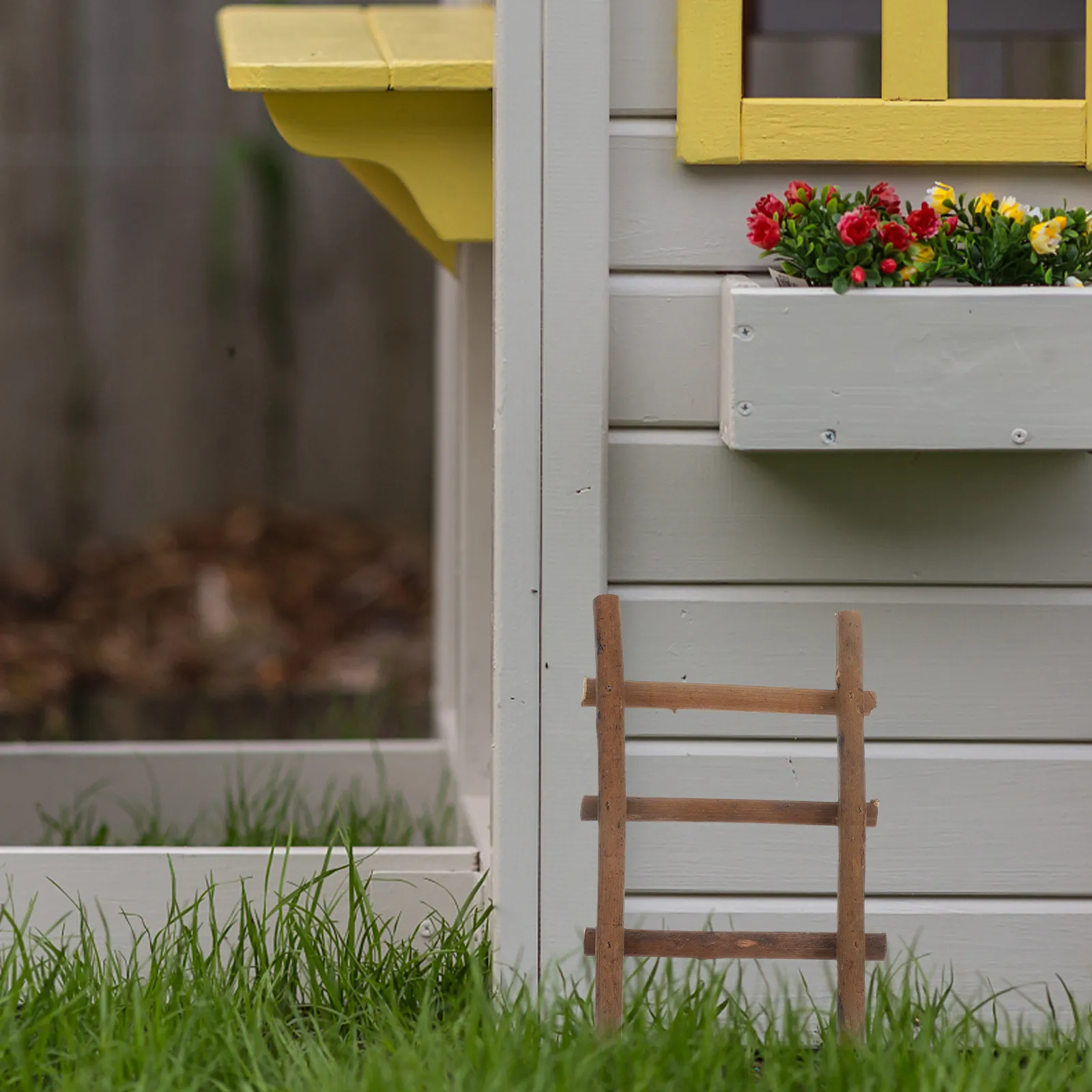 2Pcs Tiny Rattan Ladder for Miniature House Garden Decoration Landscape Prop Mini Step Ladder Natural Rustic Charm Decor