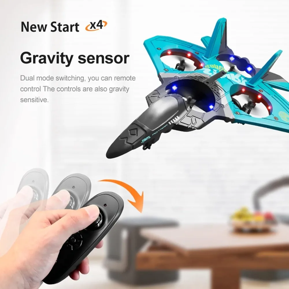 2.4GHz RC Foam V17 Jet Fighter Stunt Airplane with 360° Spin and 2 Batteries for Durable Flight Performance
