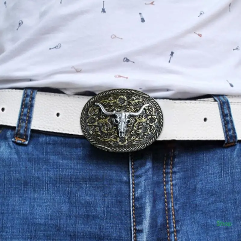 Dropship Eye Catching Cow Belt Buckle Waistband Metal Belt Buckle Western Belt Decoration