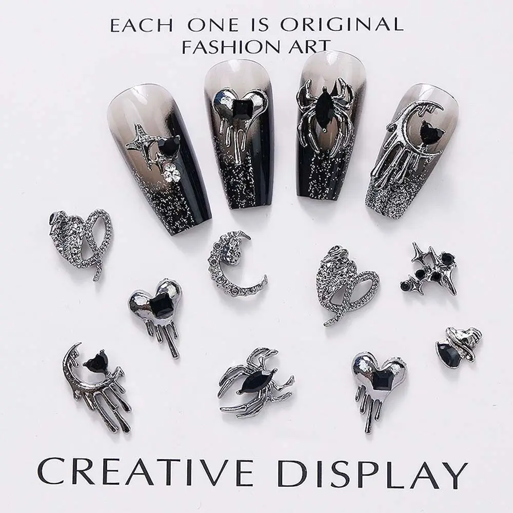 5 unids/set Material de manicura decoraciones de uñas de corazón de Halloween suministros de uñas adornos de uñas DIY accesorios de uñas de estrella de Halloween