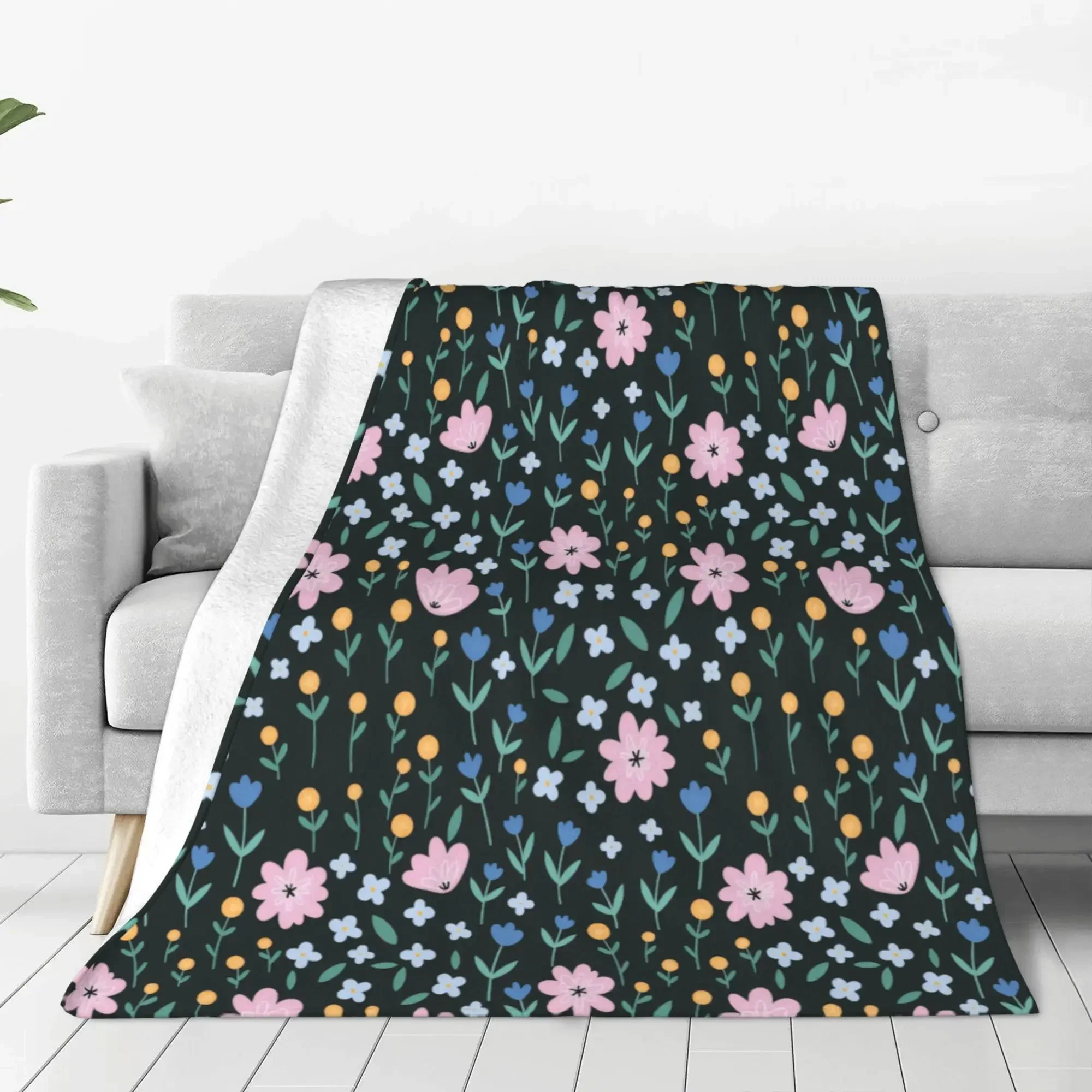 

Небольшое фланелевое одеяло в деревенском стиле со свежим цветочным принтом, диванное кондиционер, офисное одеяло для сна
