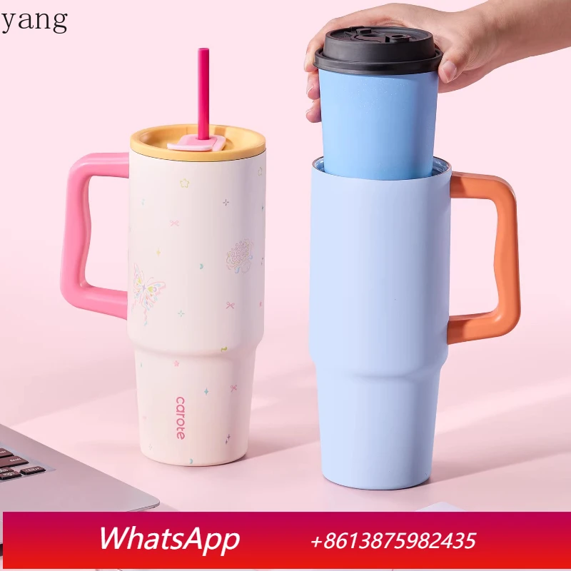LMM straw thermos cup large-capacity ceramic cladding inner tank portable Bingba cup