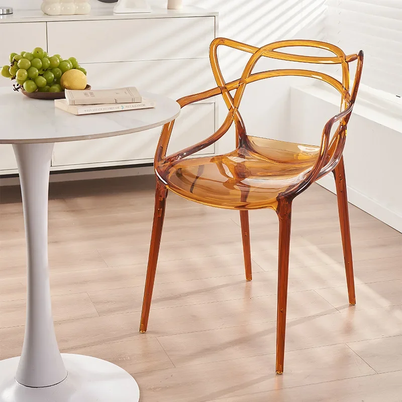 French transparent chair ins crystal dining home creative plastic back vine Internet celebrity acrylic stool