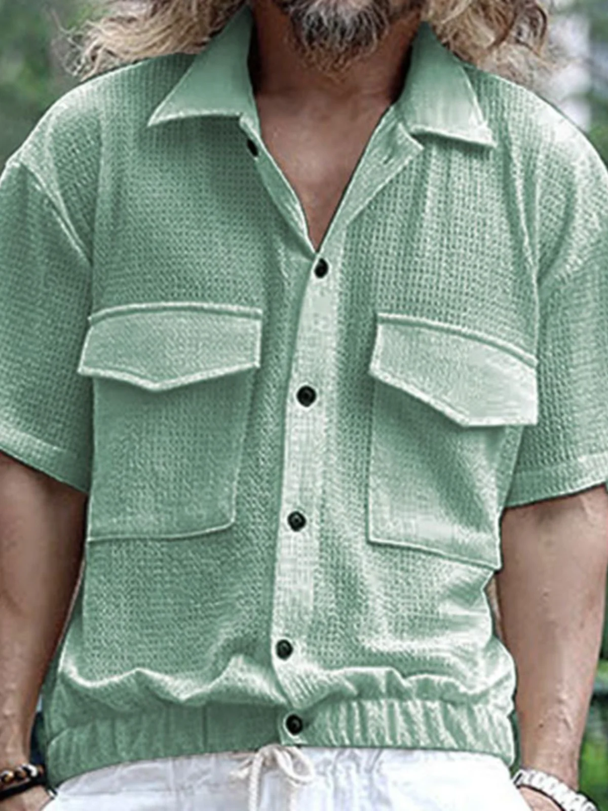 

Loose Men's ort Sve irt with kets Breathable Moisture ng Casual Summer Faion Pure Color Other Material irt