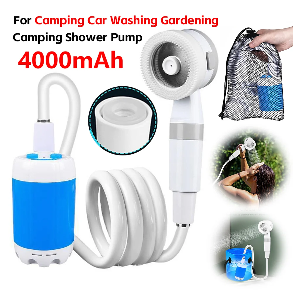 

Portable Camping Shower Pump with Digital Display Upgraded Rechargeable Electric Shower Pump for Outdoor Shower Pets Car Washing