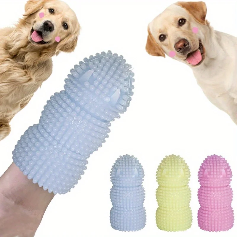 3-Pack Soft Silicone Finger Dog Toothbrush, Pet Dental Care Brush for Medium & Small Dogs, Sustainable, Easy-Fit Design, No Batt