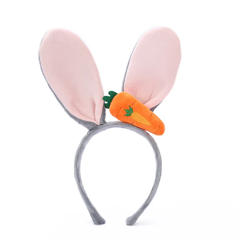 Soft Plush Bunny Ear with Carrot Hair Bands for Women Cute Easter Adult Headbands for Girls Anime Cosplay Party Hair Accessories