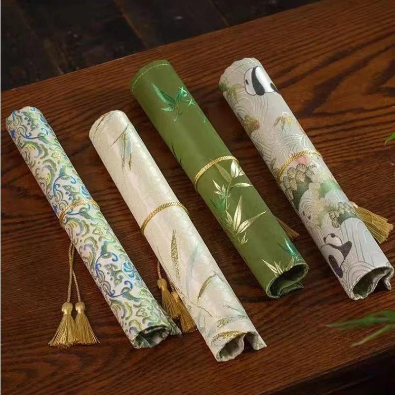 Portable Aesthetic Calligraphy Brush Roll Storage Pouch Special Writing Brush Holder For Primary School Chinese Painting Learner