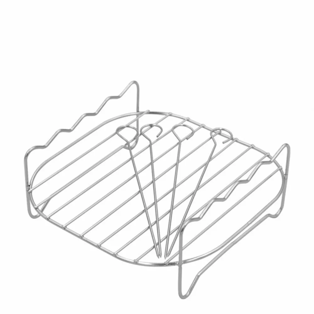 

1 Set of Stainless Steel Air Fryer Grill Rack with 4 Skewers, Cooking Rack, Grill Rack, Air Fryer Accessories, Grilling Tools