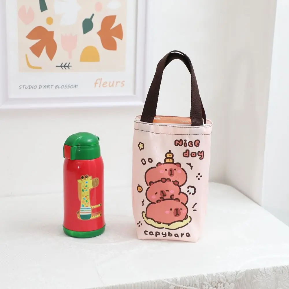 Cute Handbag Capybara Canvas Bag Messenger Bag Children Bag Cartoon Water Cup Bag Water Cup Storage Bag Umbrella Storage Girls