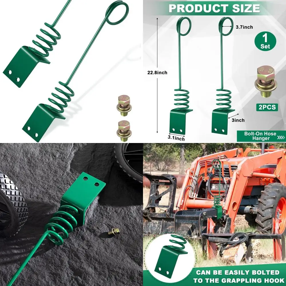 

Вешалка для гидравлического шланга для тракторов — 22,8 x 3,1 дюйма, прочный зеленый материал, конструкция с болтом, опора для сельскохозяйственного оборудования