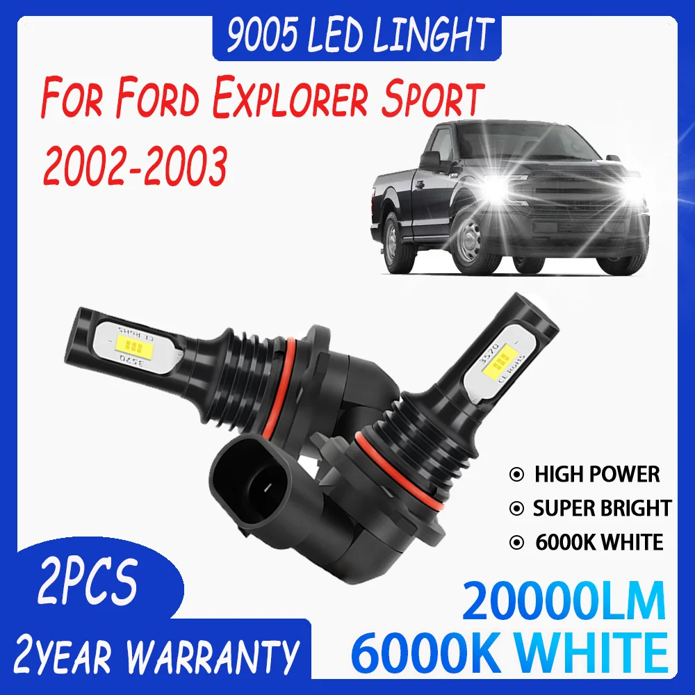2pcs HB3 9005 หมอกโคมไฟ 90W Auto ด้านหน้าหมอกไฟ 12V 20000LM 6000K Cool สีขาวสําหรับ Ford Explorer Sport 2002-2003