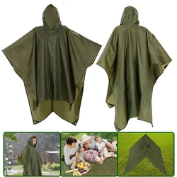 3 in 1 Raincoat Backpack Rain Cover Rain Coat Hood Hiking Cycling Rain Cover Poncho Raincoat Waterproof Outdoor Camping Tent Mat