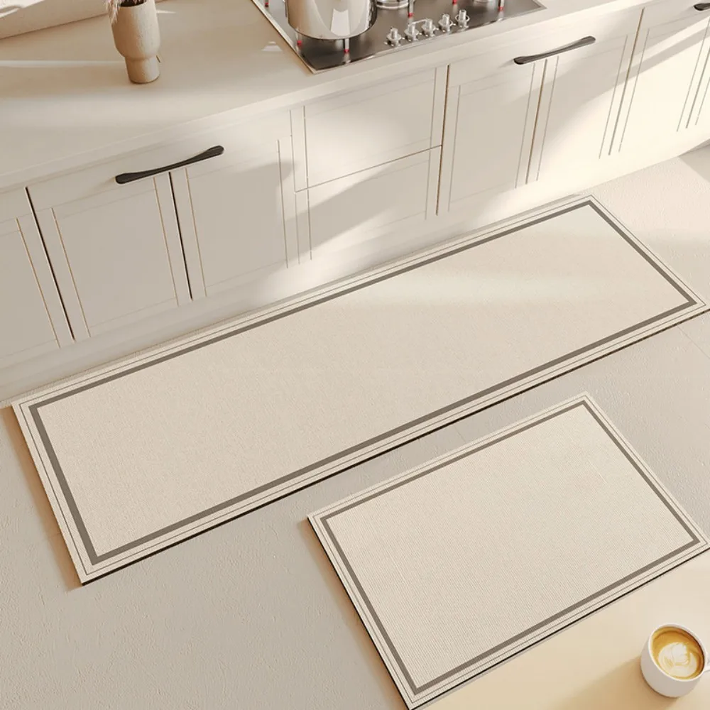 Vikama conjunto de tapetes de cozinha bege claro, 2 peças, conjunto de dois absorventes de água, antiderrapantes, estilo escandinavo, decoração de casa