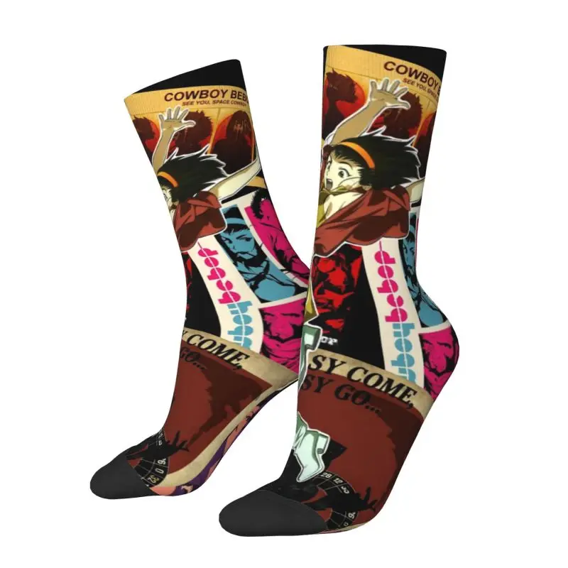 

Custom Cowboy Bebop Anime Dress Socks for Men Women Warm Fashion Novelty Cartoon Manga Crew Socks