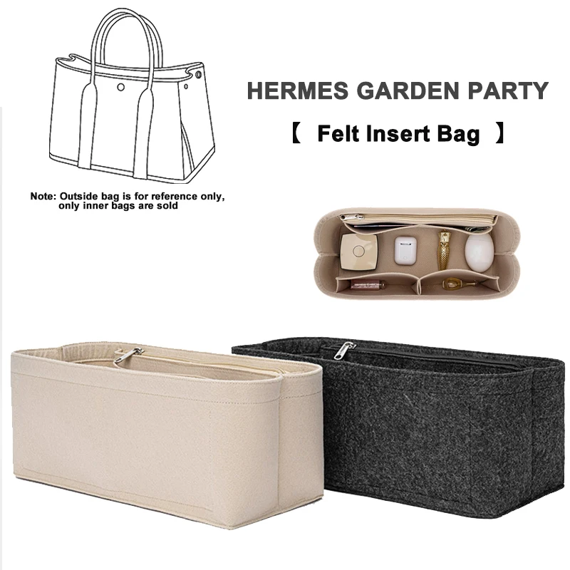 EverToner Felt Insert Bag For H Garden Party 30 36 Inner Storage Bag Female Purse Organizer Insert With Zip Felt Cosmetic Linner