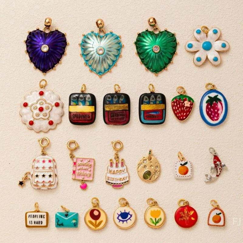 

[YU]Colorful Enamel Charms Pendants For Jewelry Making Fashion Heart Flower Fruit Charms DIY Necklace Bracelet Accessories