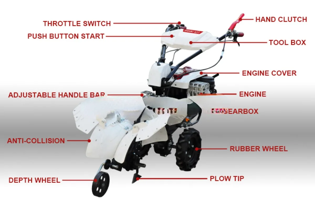 Mini rotavator tiller tractor rotary Motorhacke ridge multifunction tiller cultivator machine agricultural mini power tiller