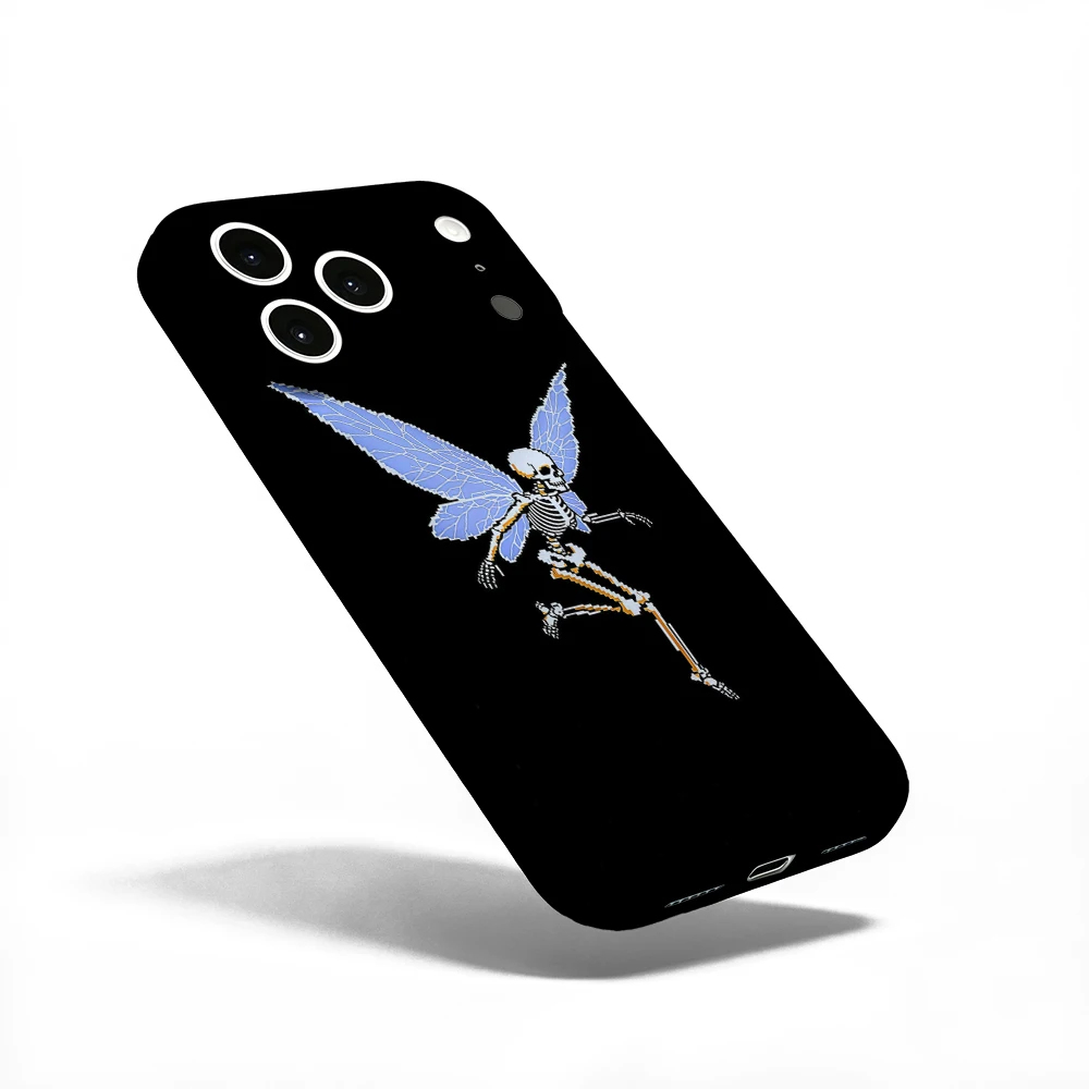 Blue Wing Skeleton Fairy Phone Case For iPhone 17 16 15 14 13 12 11 Pro Max Air 16e 7 8 Plus XS Max X XR Hard PC Bumper Cover view 2