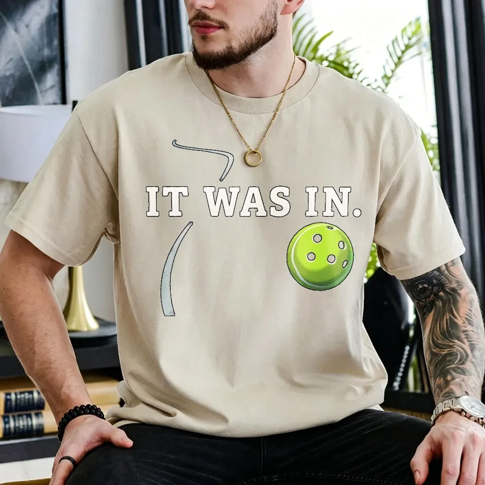 It Was in Green Pickleball and Court Line Sketch Text Print Cotton T-Shirt Unisex Funny Match Judge Slogan Tee Outdoor Gift Tops