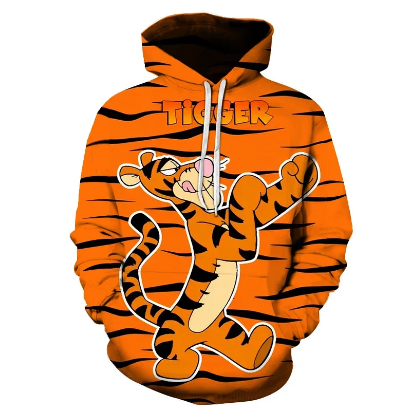 Disney-The Tigger Movie Hoodie para homens e mulheres, pulôver Harajuku, moletons com bolso, meninos e meninas, streetwear