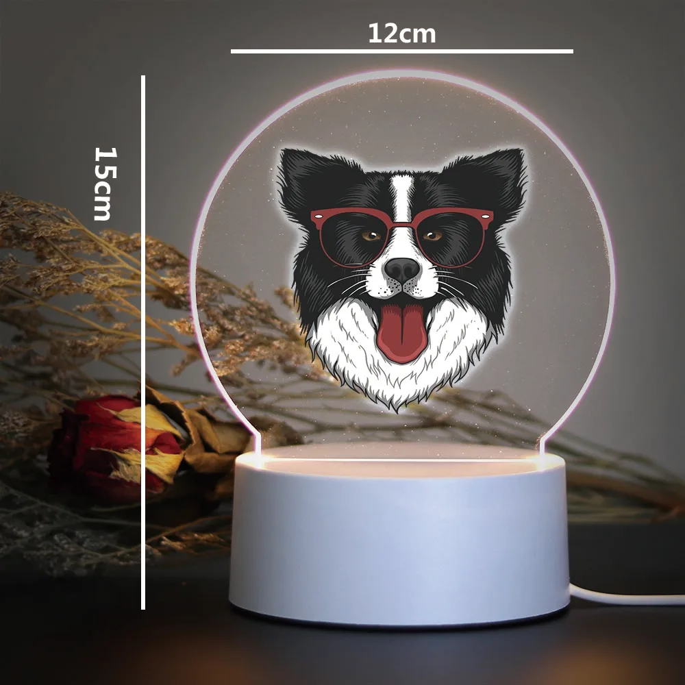 Border collie เปลี่ยนสีตารางโคมไฟสําหรับตกแต่งห้องนอนของขวัญวันเกิด Led Night Light สําหรับบ้านเด็ก Night Light