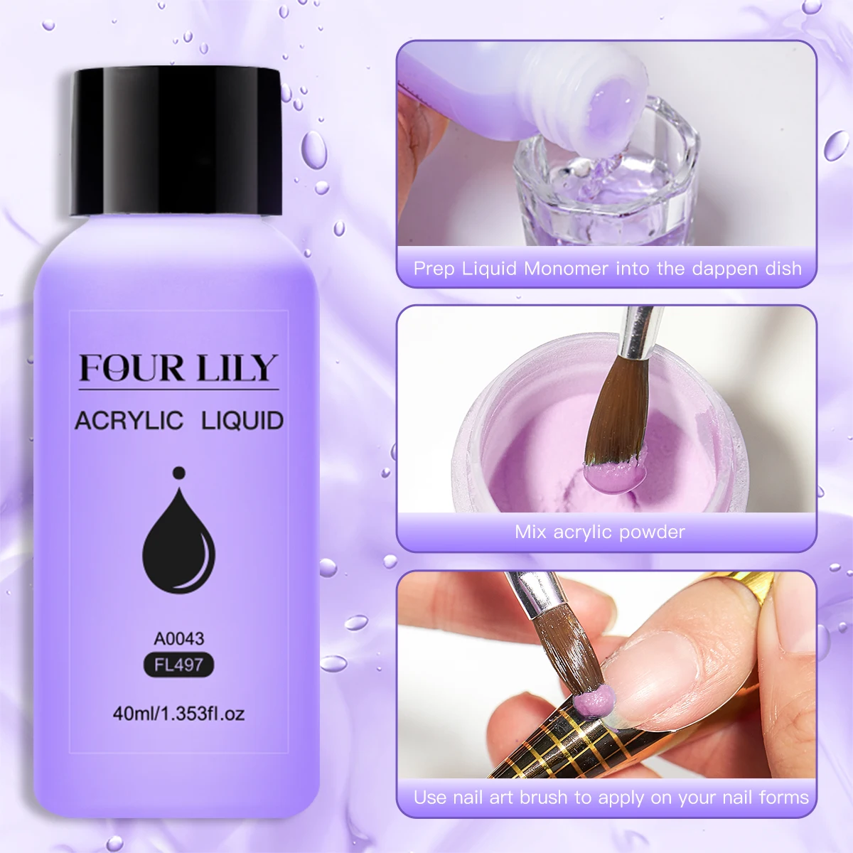 40ml Akrylowy płynny monomer do przedłużania paznokci Zestaw płynny do przedłużania paznokci akrylowych Szybkoschnący Idealny do domowego salonu DIY