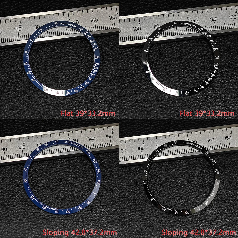 39-42 mm plat en schuin, geen lichtgevende keramische bezel-inzet Vervanging van horlogeaccessoires Hoge kwaliteit keramische bezel zwart