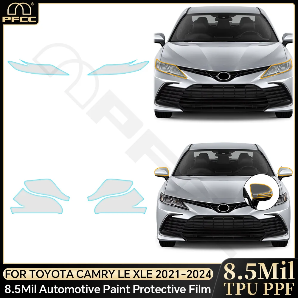 

PFCC Headlight Film for Toyota Camry LE XLE 2021-2024 Precut Paint Protection Film PPF Clear Bra TPU Transparent Accessories