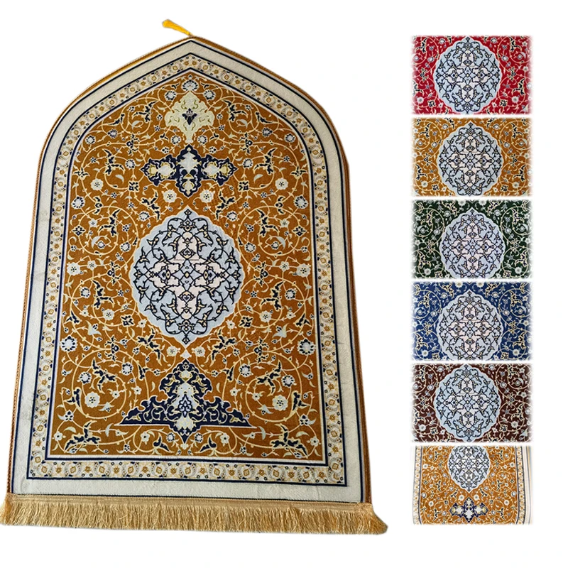 Printed Prayer Mat For Muslim Ramadan Flannel Worship Kneel Blanket Anti Slip Carpets Portable Travel Prayer Rug Ramadan Gift