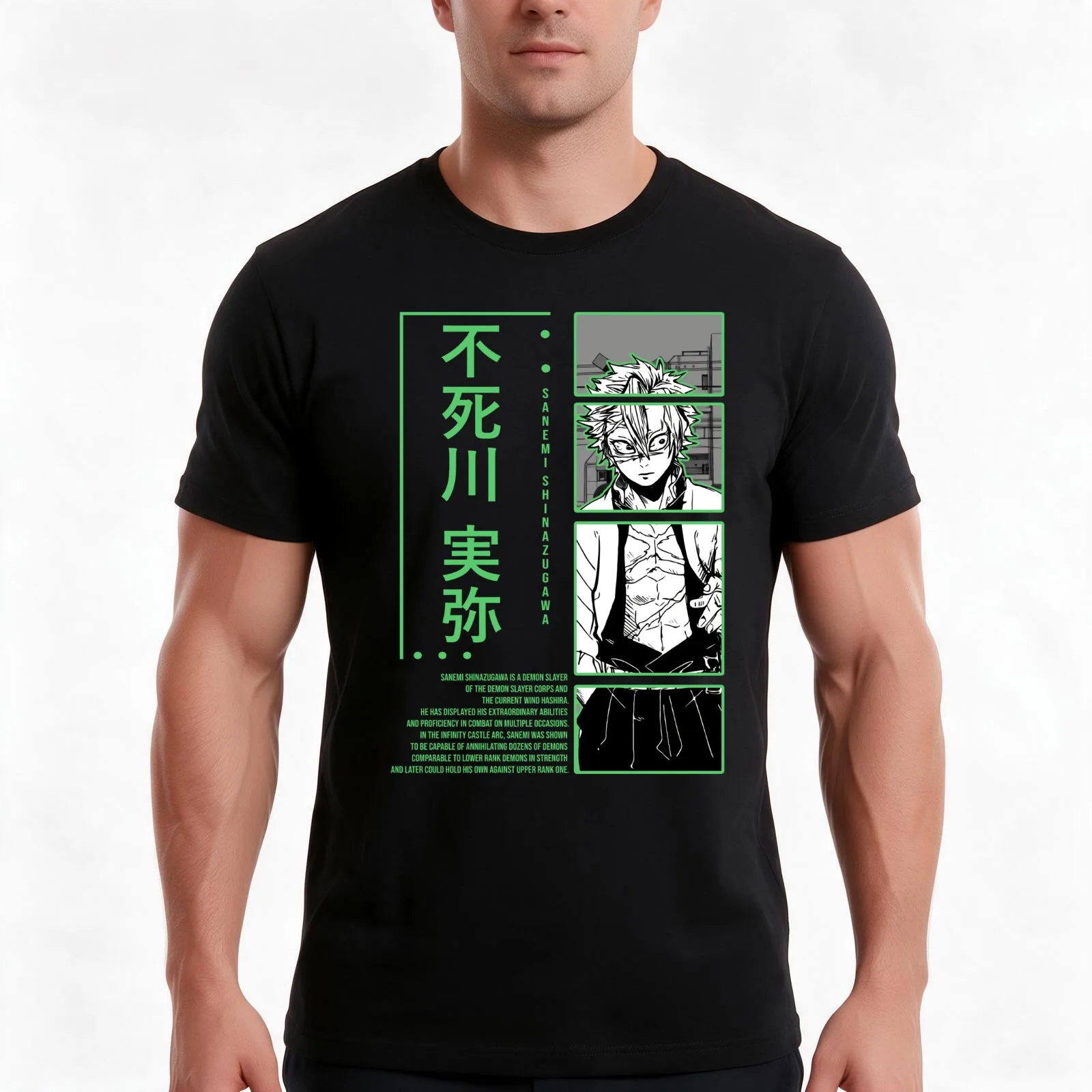 Sanemi Wind Pillar T-Shirt Summer Casual Cotton Tee Oversized Streetwear Tops Vintage Graphic Print Loose Fit Short Sleeve