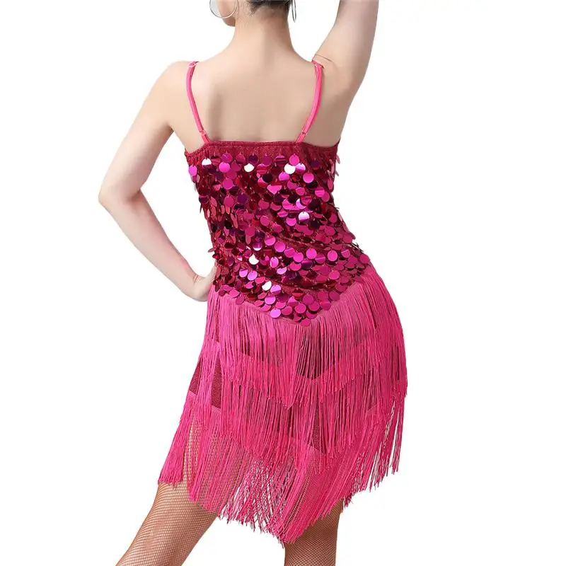 1920s Women Glitter Sequins Latin Dance Fringe Tassel Dress Gatsby Cocktail Flapper Vintage Tango Ballroom Roaring Rave Outfit