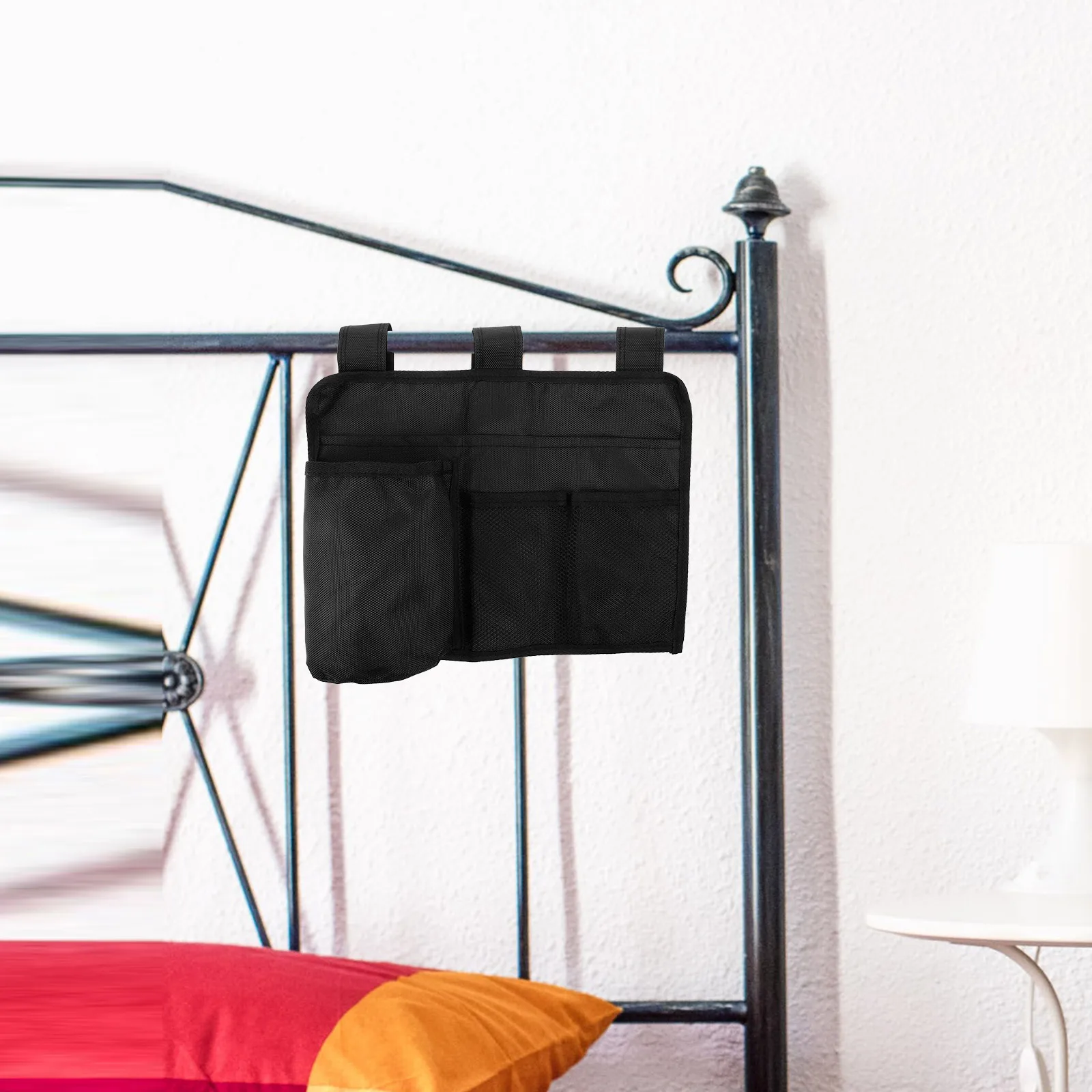 

Beach Chair Storage Bag Bed Organizer Cup Holder Dorm Hanging Pocket Wheelchair Side Hammock Accessories Black Child Foldable