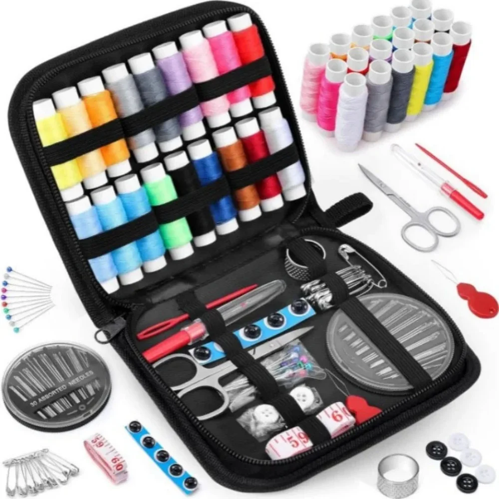 172/27pcs/set Sewing Kit with Threads Needles Scissors Tape Measure Buttons Storage Bag Portable Travel Sewing Box Tools image 4