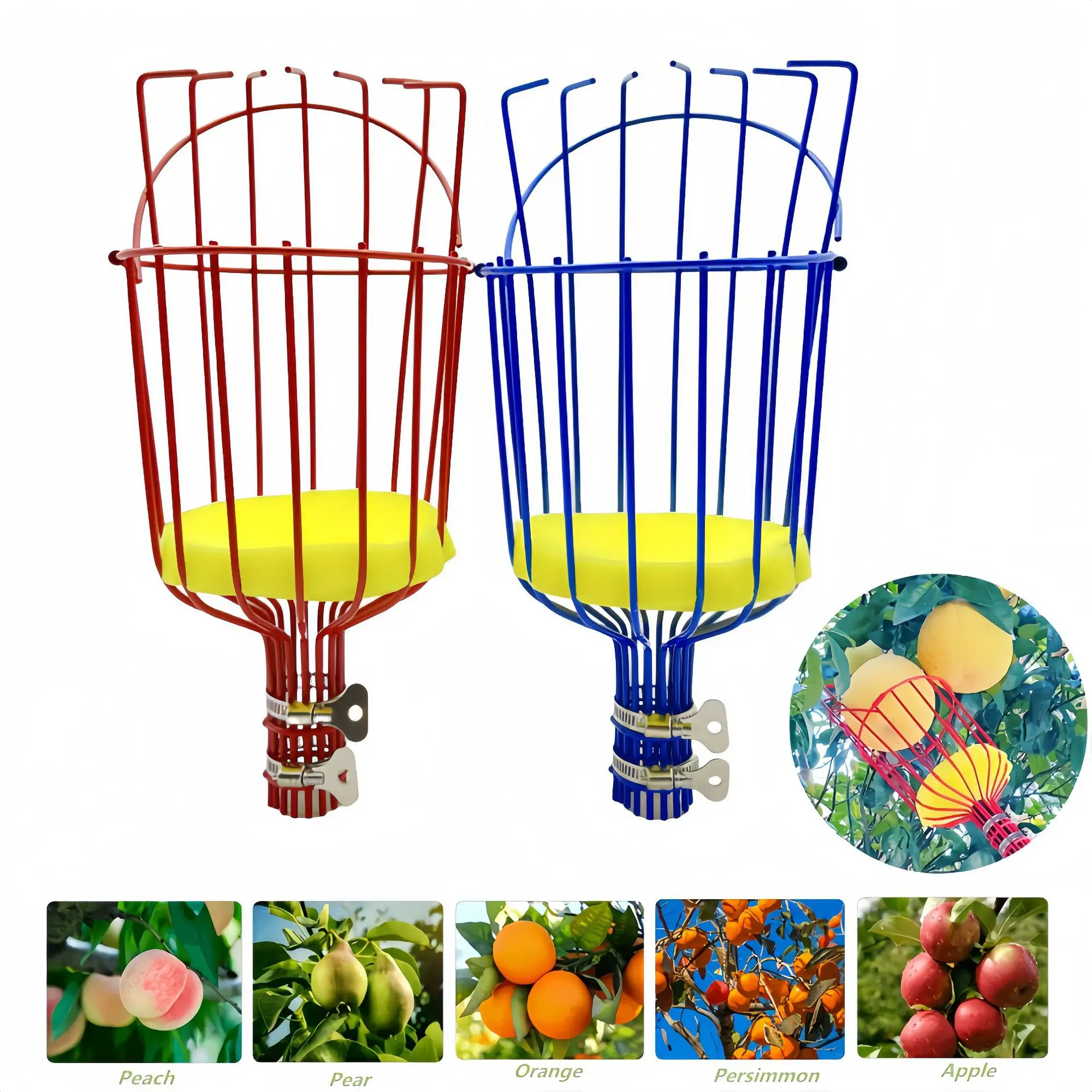 Deep Basket Fruit Picker Head Convenient Fruit Picker Catcher Apple Peach Picking Farm Garden Picking Device Garden tools