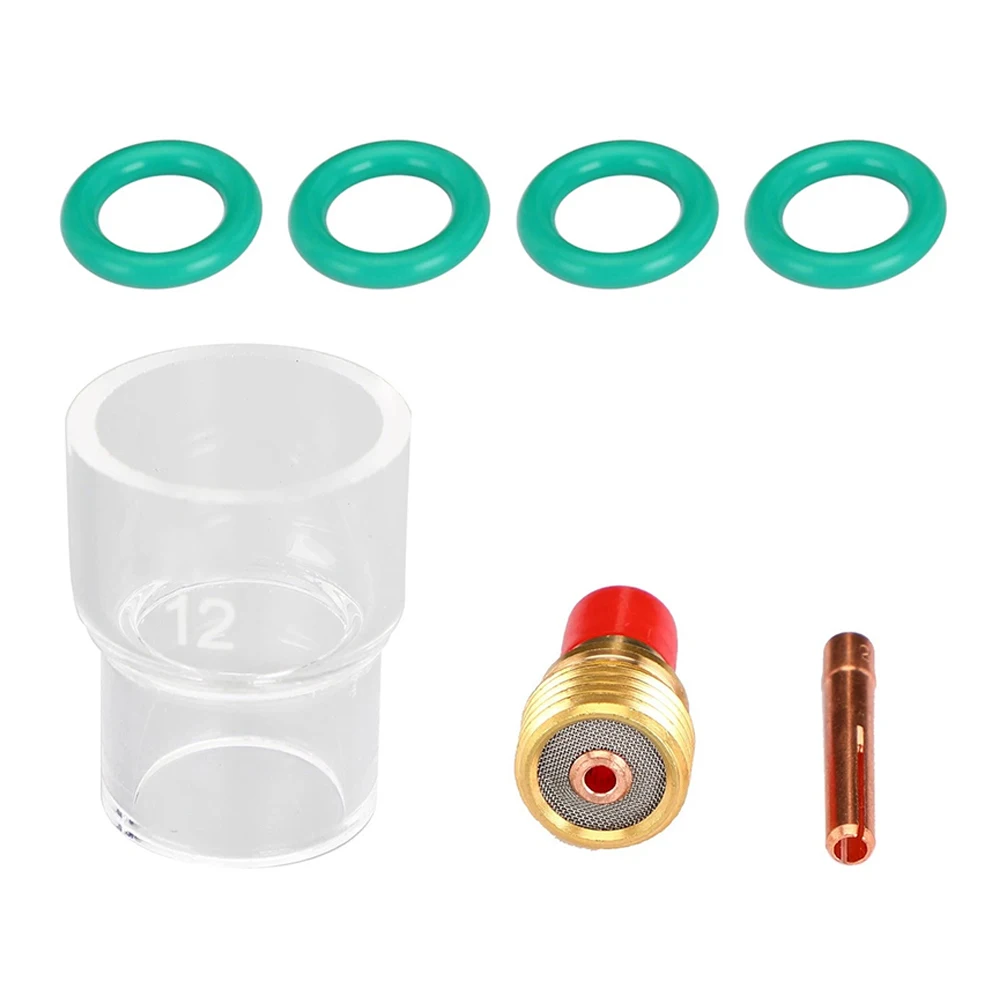 Complete 7pcs TIG Welding Torch Accessory Kit for WP-9/20/25 Featuring Gas Lens and Glass Cup for Welding Applications