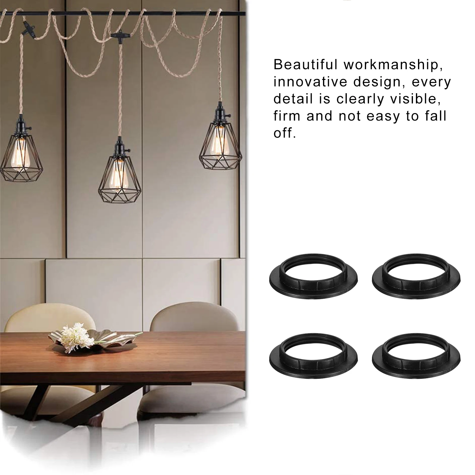 

50Pcs E27 Light Retainer Ring Plastic Lamp Lock Socket Adapter Ring Lighting Components Strong Insulation Easy Installation