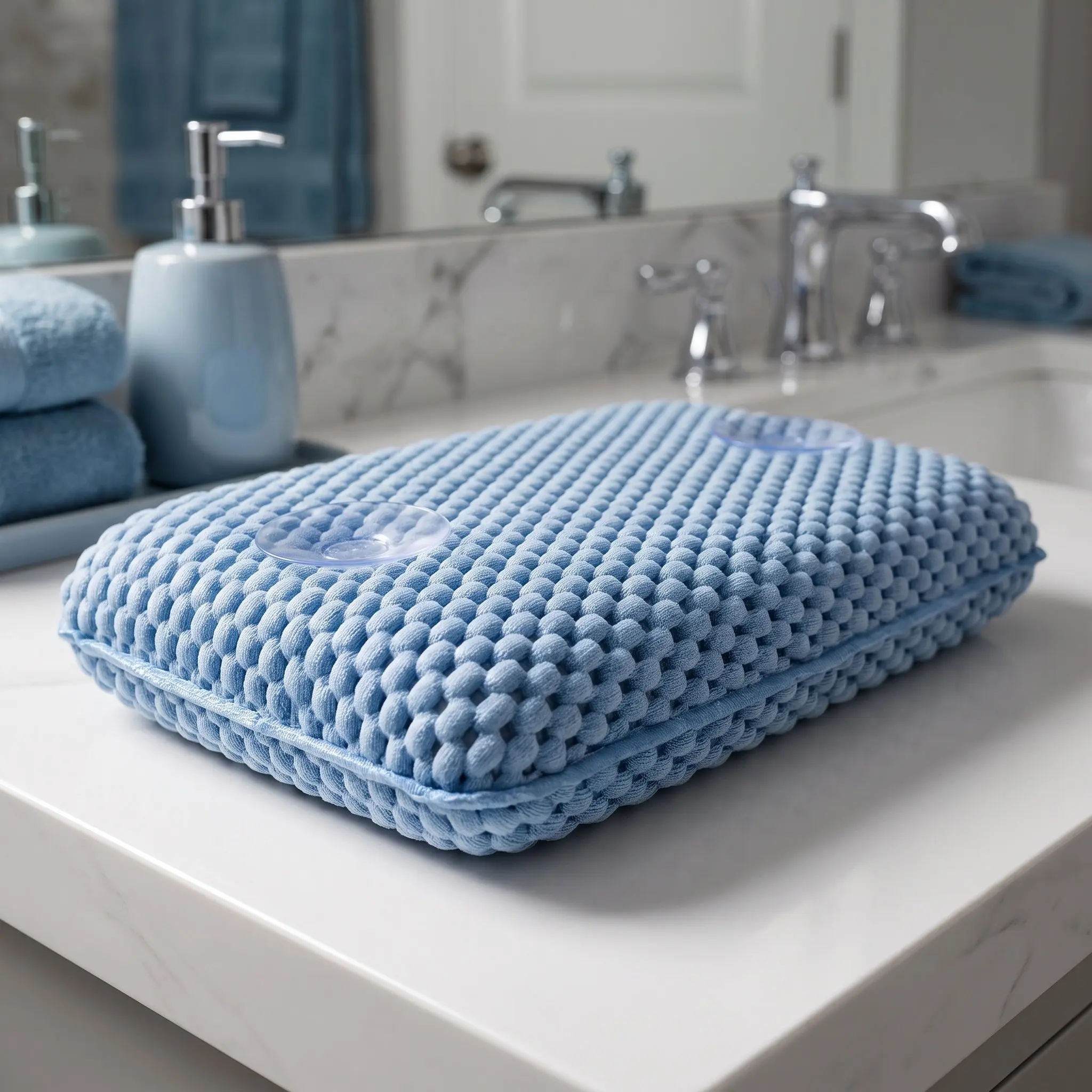 Bath Tub Pillow Neck Support Non-Slip Suction Cups 10.5x6.6 Waterproof Quick-Dry Spa Cushion for Relaxing Soak