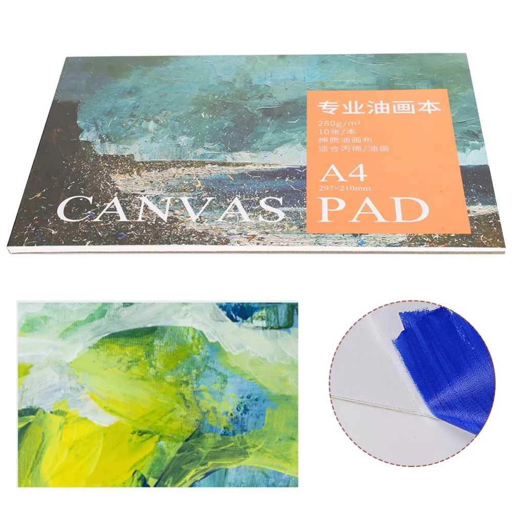 A4 Size A4 Painting Canvas Cotton Material Flat Rectangle Oil Painting Paper Lightweight 8.3 x 11.7in Acrylic Canvas Sheet